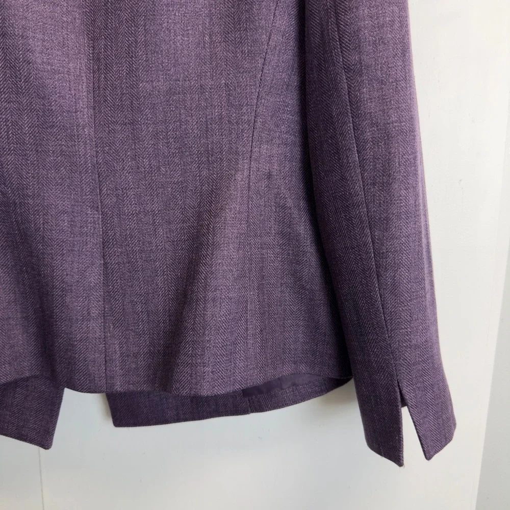 Le Suit Essentials Purple Herringbone Skirt Suit Set Pleated Hem Womens 6P